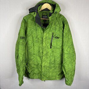Outdoor Research Pertex Shield Insulated Ski Jacket Men’s L Green Hooded OR